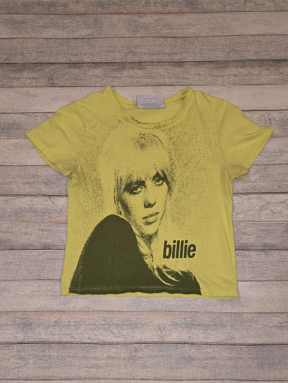 Billie Eilish Yellow Graphic Tee Concert Baby Cropped Design Size Small